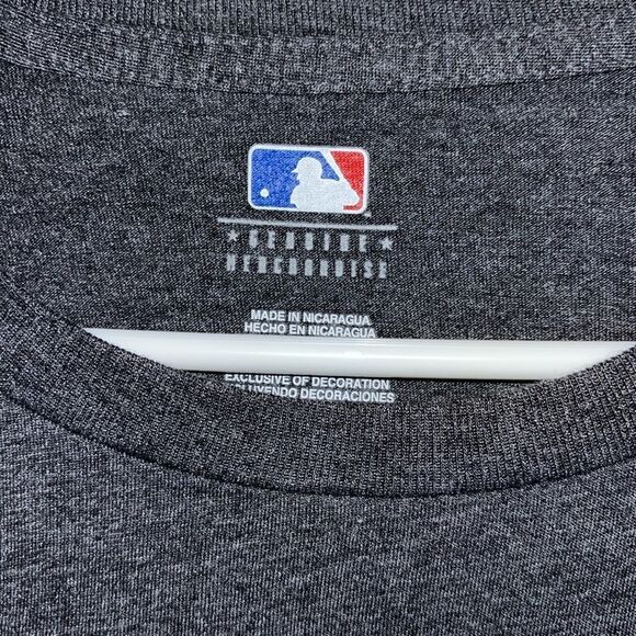 MLB Heather Gray Blue Athletic style New York Yankees baseball T Shirt big logo - Picture 3 of 4